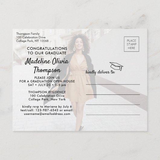 年モダン2回の卒業写真 インビテーションポストカード (裏面)