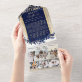 年レビュー金ゴールドネイビーMerry Christmas 6の写真 オールインワン招待状 (貼ってはがせる)