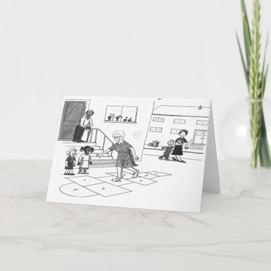 年上の女性は子遊どもを連れて行く カード (正面)