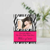 年中を問わずピンク·ゼブラ·フォト卒業招待状 招待状 (スタンド正面)