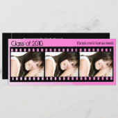 年中を問わず〜のホットピンク映画卒業発表 招待状 (正面/裏面)