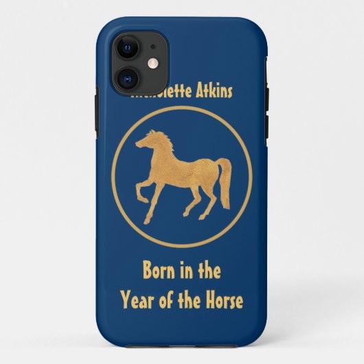 年中国のの馬：金ゴールド効果深いBlu Case-Mate iPhoneケース (裏面)