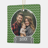 年付き緑の山形の写真フレーム セラミックオーナメント (左)