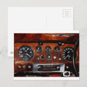 年代物のカーラジオと楽器 ポストカード (正面/裏面)