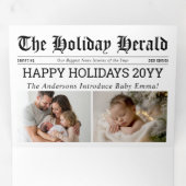 年内総決算 新聞 ファミリー ベイビー アーチ フォト 三つ折りクリスマスカード (内部最初)