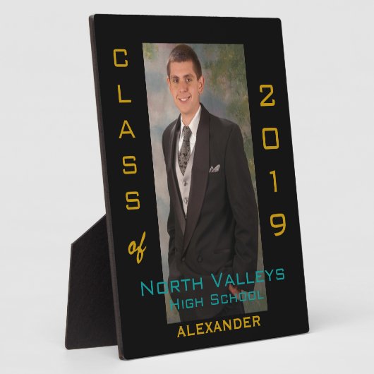 年名及び学名の付いた卒業写真 フォトプラーク (側面)