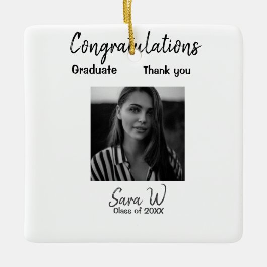 年名学校の列の追加の祝いクラス セラミックオーナメント (正面)