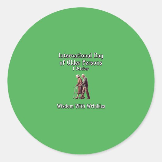 年国際的齢の者の日。知恵。 ラウンドシール (正面)