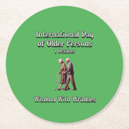 年国際的齢の者の日。知恵。 ラウンドペーパーコースター
