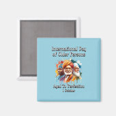 年国際的齢の者の日。高齢者 マグネット (正面/裏面)