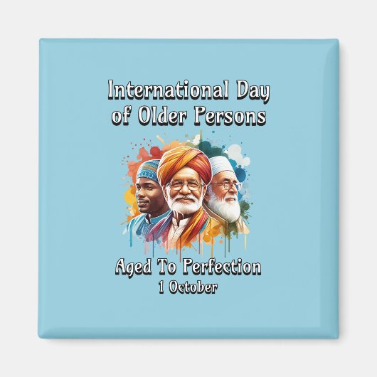 年国際的齢の者の日。高齢者 マグネット (正面)