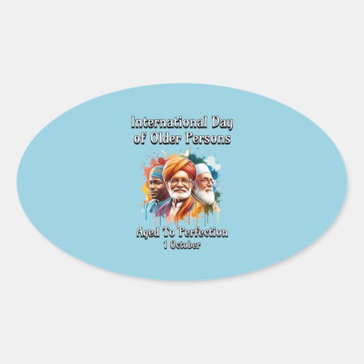 年国際的齢の者の日。高齢者 楕円形シール (正面)