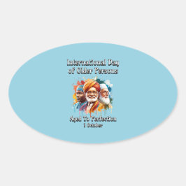年国際的齢の者の日。高齢者 楕円形シール