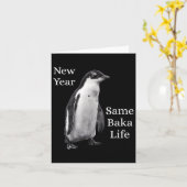 年始同じバカライフペンギンジョーク カード (黄色い花)