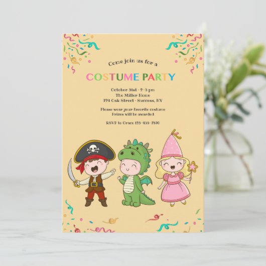 年少の衣裳のパーティの招待状 招待状 (スタンド正面)