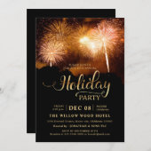 年度末エレガント花火企業のホリデーパーティー 招待状 (正面/裏面)