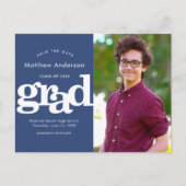 年救月卒業写真はっきりしたタイポグラフィ インビテーションポストカード (正面)