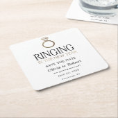 年明けに鳴る写真付きの日を救う スクエアペーパーコースター (アングル)