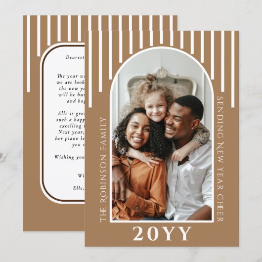 年明けモダンの応援フォトカードメッセージ背面 シーズンカード (正面/裏面)