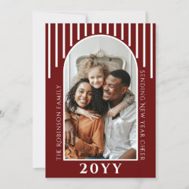 年明けモダンの応援フォトカードメッセージ背面 シーズンカード