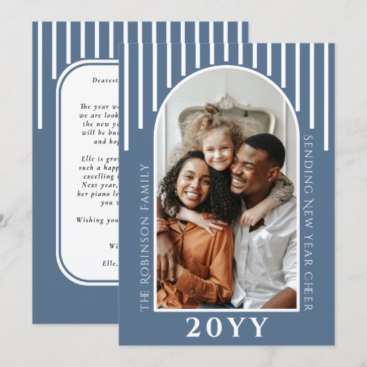 年明けモダンの応援フォトカードメッセージ背面 シーズンカード (正面/裏面)