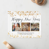 年明けモダンの金ゴールド写真 ノートカード (正面/裏面インサイチュ)