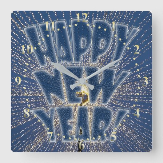 年明け スクエア壁時計 (正面)