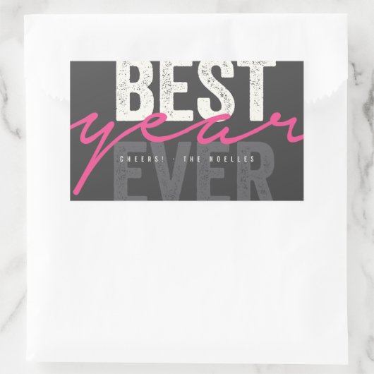 年最高の間手書きスクリプトのモダン休日 長方形シール (バッグ)