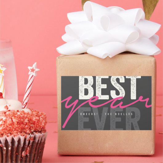 年最高の間手書きスクリプトのモダン休日 長方形シール (パーティー)