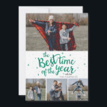 年最高の間Green Plaid Photo Collage シーズンカード<br><div class="desc">年最高のの時間Red Plaid写真コラージュホリデーカードと緑のバッファロープレイドバック</div>