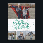 年最高の間Red Plaid Photo Collage シーズンポストカード<br><div class="desc">年最高ののタイムレッドプレイド写真コラージュのホリデーカード</div>