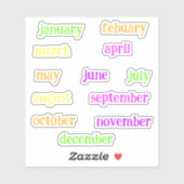 年月の手書きスクリプト ネオン シール (シート)