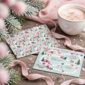 年末のハイライト北極ピンク小妖精や小人ワークショップ シーズンカード