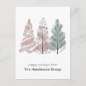 年末のビジネスに輝きを Happy Holidays Trees QRコード ポストカード (正面)