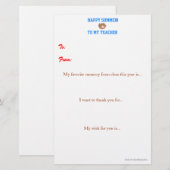 年末の先生への感謝の手紙 (正面/裏面)