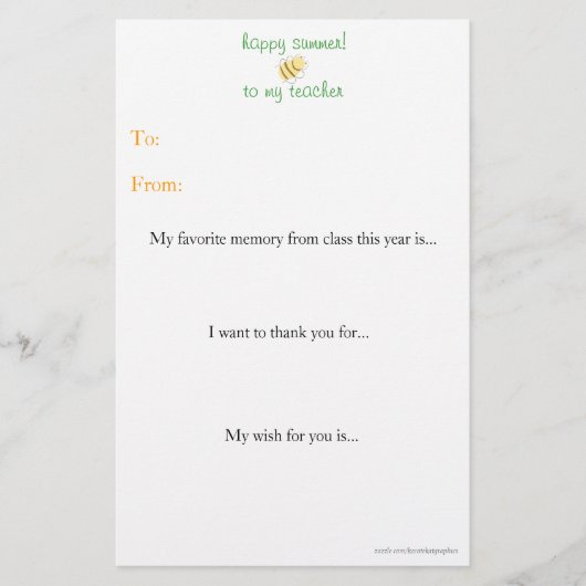 年末の先生への感謝の手紙 便箋 (正面)