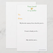 年末の先生への感謝の手紙 便箋 (正面/裏面)