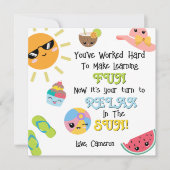 年末の夏の先生サンキューカード 招待状 (正面)