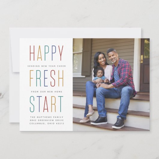 年末年始のお知らせカラフル写真カード シーズンカード (正面)