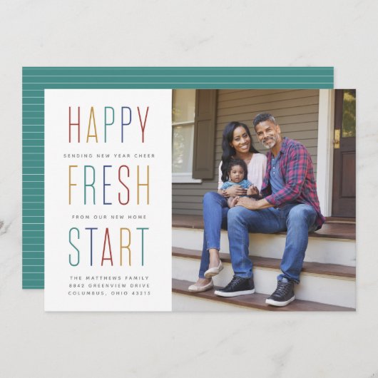 年末年始のお知らせカラフル写真カード シーズンカード (正面/裏面)