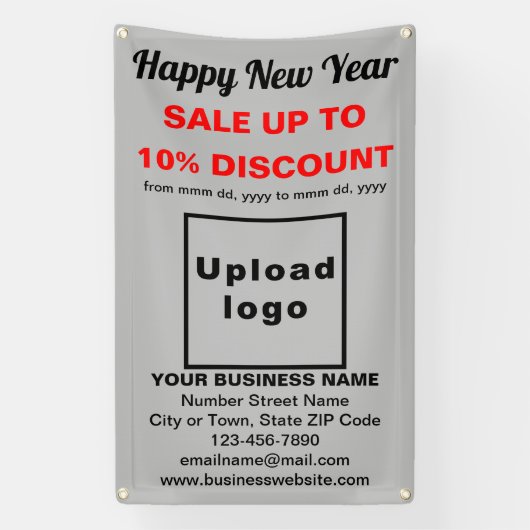 年末年始のグレーバナーの販売 横断幕 (縦)