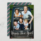 年末年始のストライプの写真カード シーズンカード (正面/裏面)