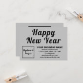 年末年始のスモールグレーフラットグリーティングカード カード (正面/裏面インサイチュ)