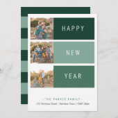 年末年始のフォトカモダンードテンプレートの緑の影 シーズンカード (正面/裏面)