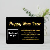 年末年始のブラックビジネスブランド 箔シーズンカード (立ち正面)