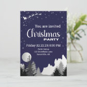 年末年始の企業パーティーご招待 現代的な青 招待状 (スタンド正面)