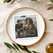 年末年始の写真エレガントアールデコタイポグラフィモダン スタンダードカクテルナプキン