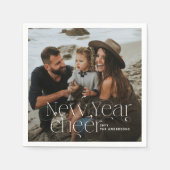 年末年始の写真エレガントアールデコタイポグラフィモダン スタンダードカクテルナプキン (正面)