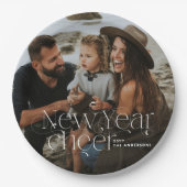 年末年始の写真エレガントアールデコタイポグラフィモダン ペーパープレート (正面)