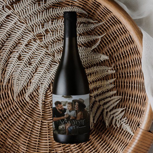 年末年始の写真エレガントアールデコタイポグラフィモダン ワインラベル